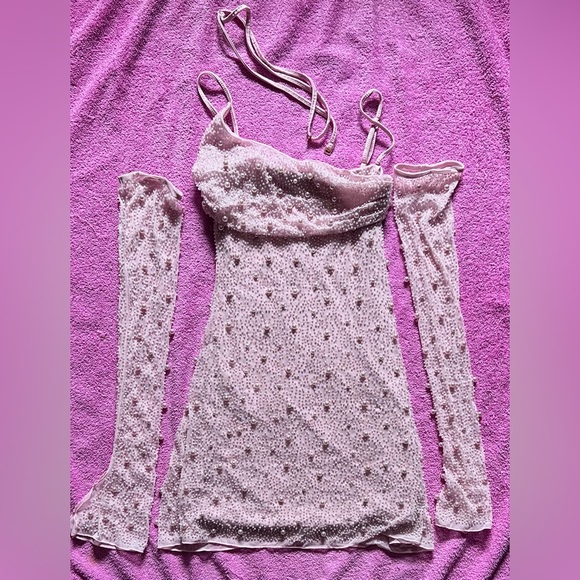 Oh Polly Soho Blush Embellished Mini Dress - Picture 7 of 10